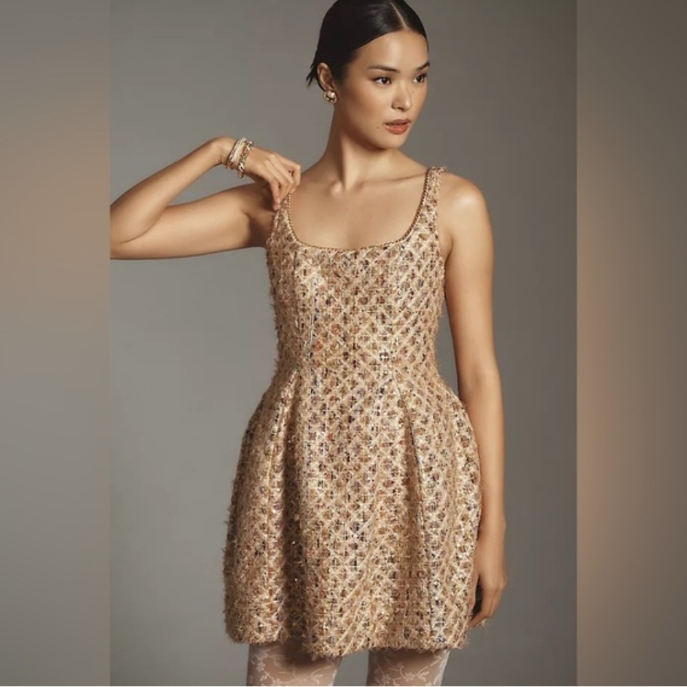 Maeve by Anthropologie Tweed Fit & Flare Mini Dress